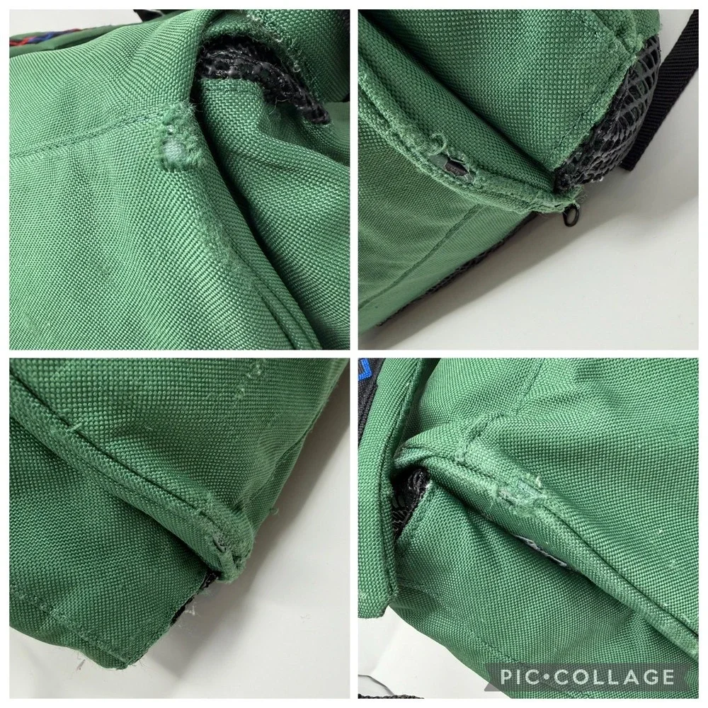 Vintage Speedo Large green Backpack Book Bag Swim Bag Sports 1990s Tribal Straps